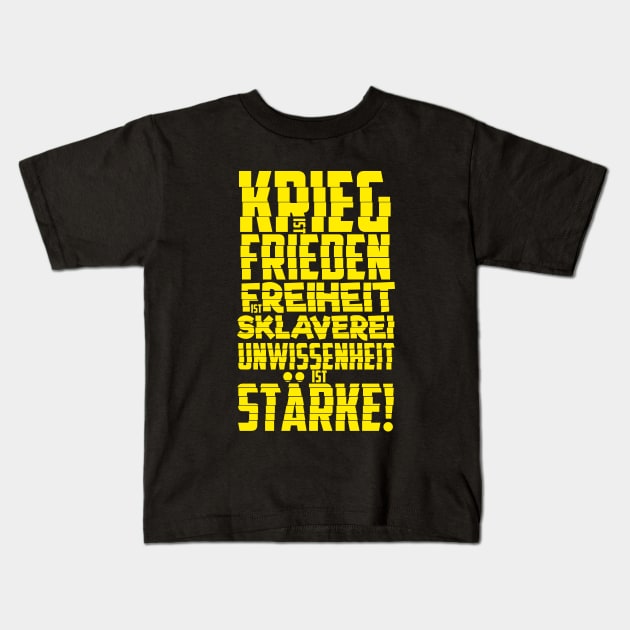 Krieg ist Frieden - Politische und kritische Zitate. Typografie Kunst. Kids T-Shirt by Boogosh